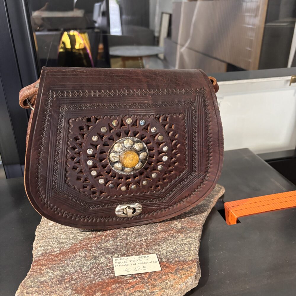 Borsa in vera pelle tradizionale Berbera - Pietra Gialla